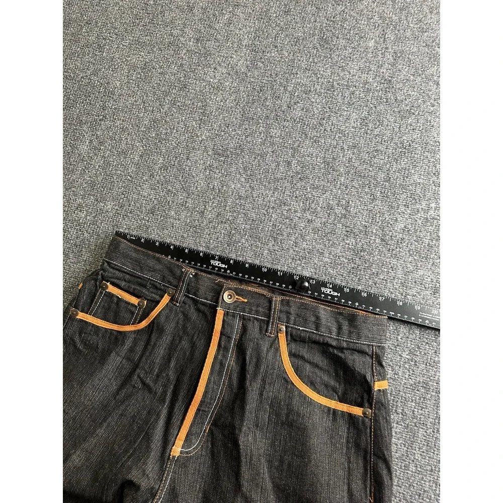 Mens Noiz Jeans Black Denim Shorts Orange Stitching 100% Cotton, Size 36